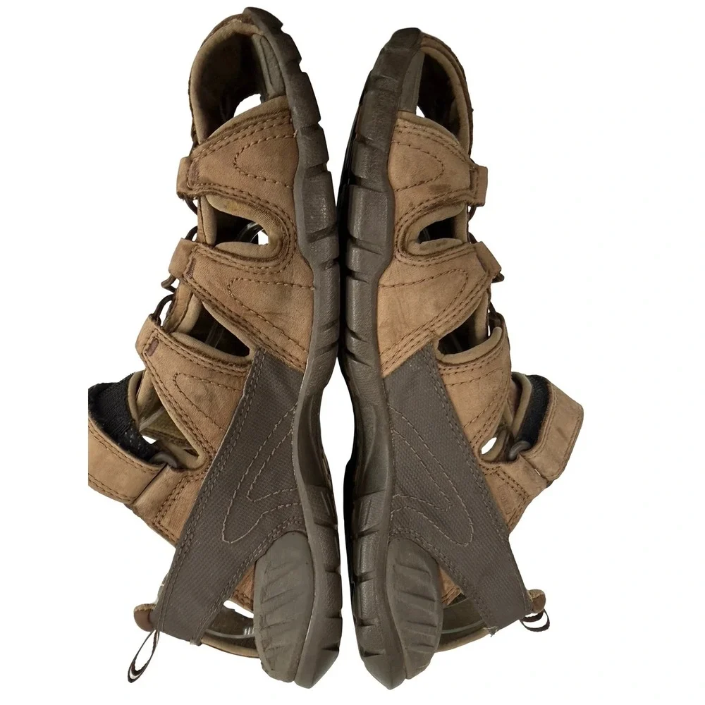 Teva Leather Forebay Sport Sandals Brown Adjustable‎ Outdoor Hiking Men's 10